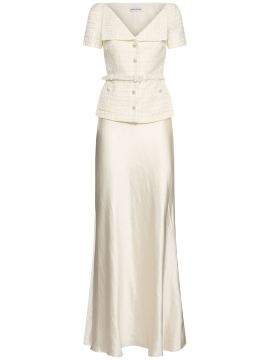 Self-portrait: Tailored crepe maxi dress - women_0 | Luisa Via Roma