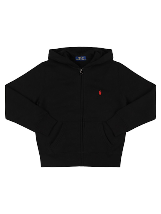Polo Ralph Lauren: Maglia in misto cotone con zip e cappuccio - kids-girls_0 | Luisa Via Roma
