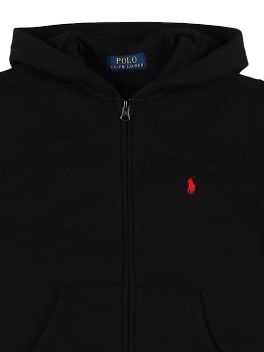 Polo Ralph Lauren: Maglia in misto cotone con zip e cappuccio - kids-girls_1 | Luisa Via Roma