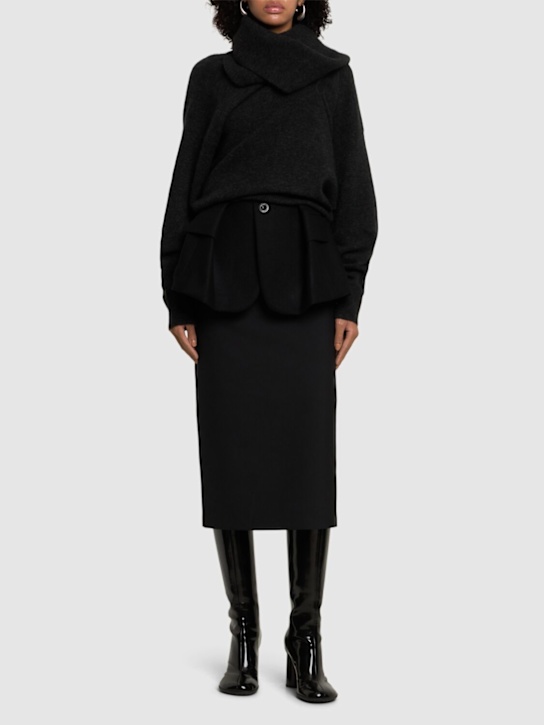 Sacai: Gonna midi in lana melton - women_1 | Luisa Via Roma