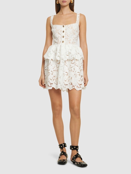 Self-portrait: Tiered lace mini dress - White - women_1 | Luisa Via Roma