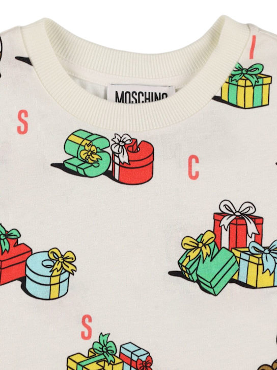 Moschino: Printed cotton jersey t-shirt - White - kids-boys_1 | Luisa Via Roma