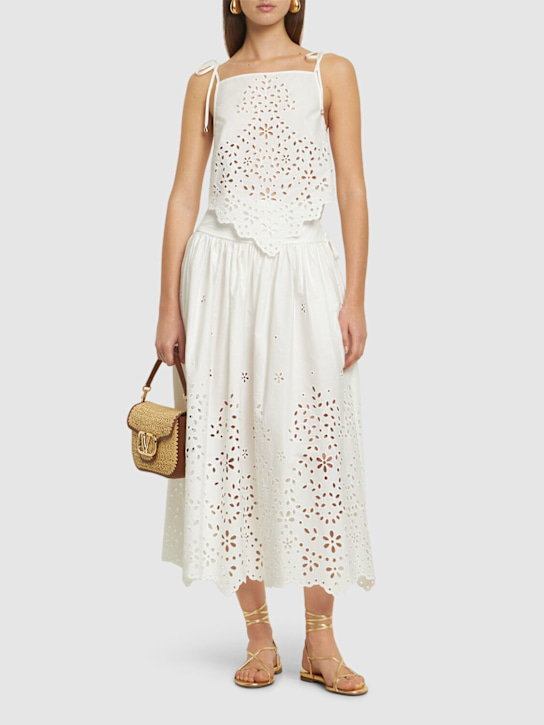 Self-portrait: Embroidered cotton top - White - women_1 | Luisa Via Roma