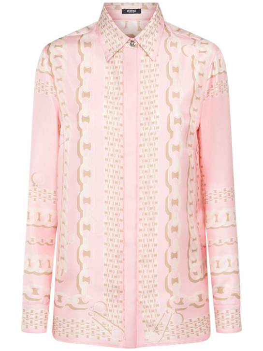 Versace: Foulard print silk twill shirt - women_0 | Luisa Via Roma