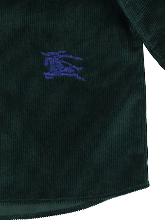 Burberry: Camicia in cotone millerighe con ricami - kids-boys_1 | Luisa Via Roma