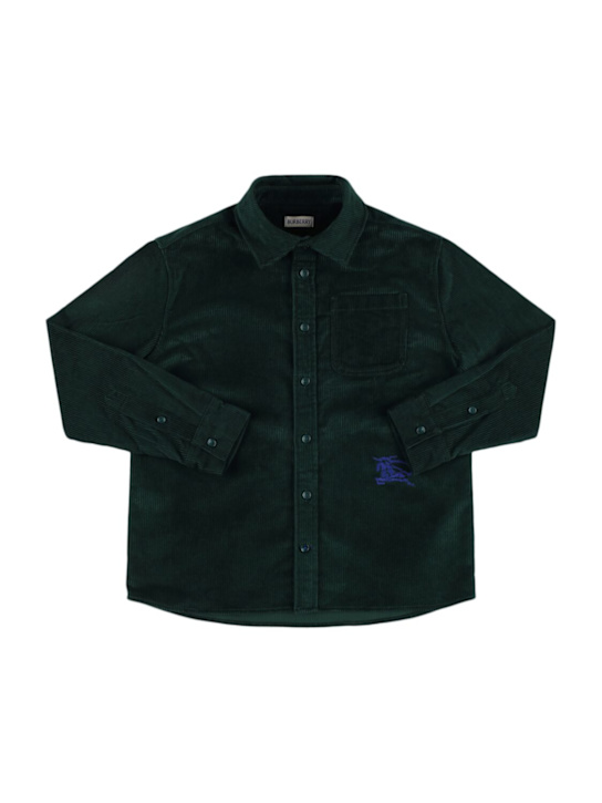 Burberry: Camicia in cotone millerighe con ricami - kids-boys_0 | Luisa Via Roma