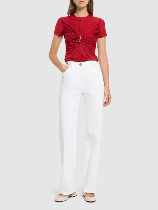 Versace: Washed cotton denim straight jeans - White - women_1 | Luisa Via Roma