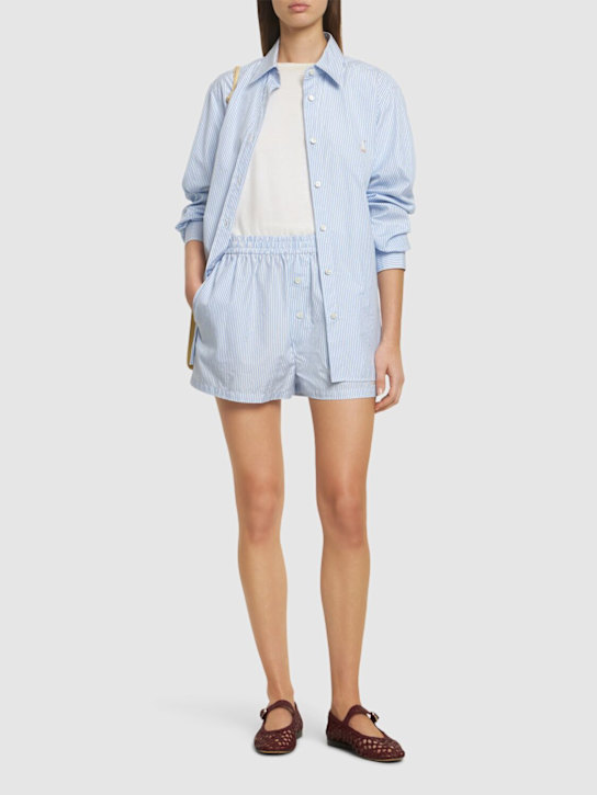 Moschino: Striped poplin elastic waist shorts - women_1 | Luisa Via Roma