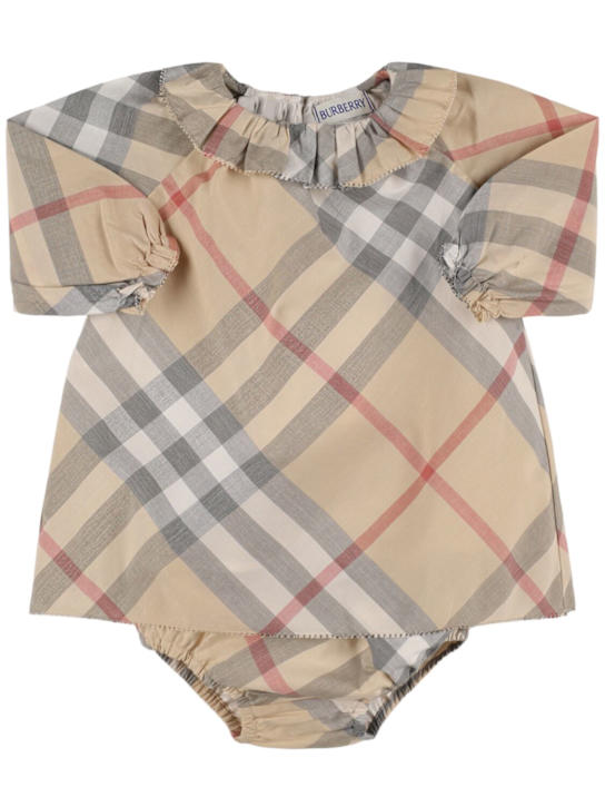 Burberry: Vestito e culotte in cotone check - kids-girls_0 | Luisa Via Roma