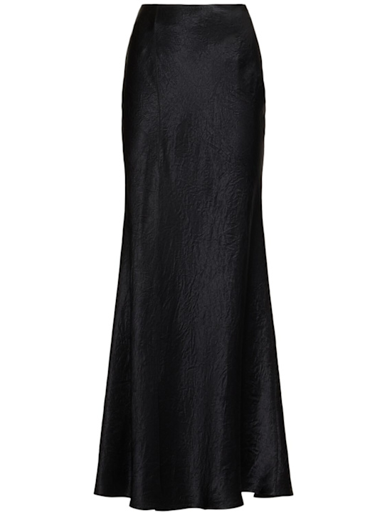 Nanushka: Harlow crinkled satin long skirt - Black - women_0 | Luisa Via Roma