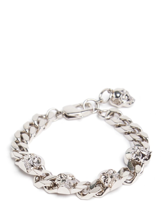 McQueen: Skull chain brass bracelet - Palladium - men_0 | Luisa Via Roma