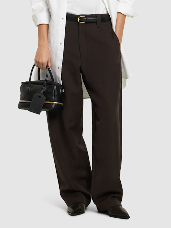 Moschino: Folding leather top handle bag - women_1 | Luisa Via Roma