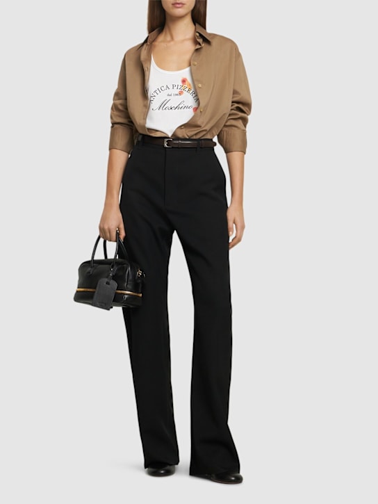 Moschino: Logo printed rib cotton jersey tank top - women_1 | Luisa Via Roma