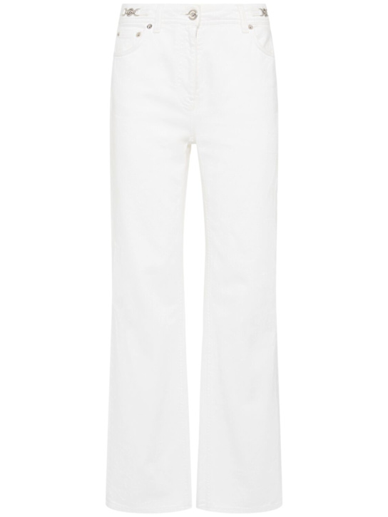 Versace: Washed cotton denim straight jeans - White - women_0 | Luisa Via Roma