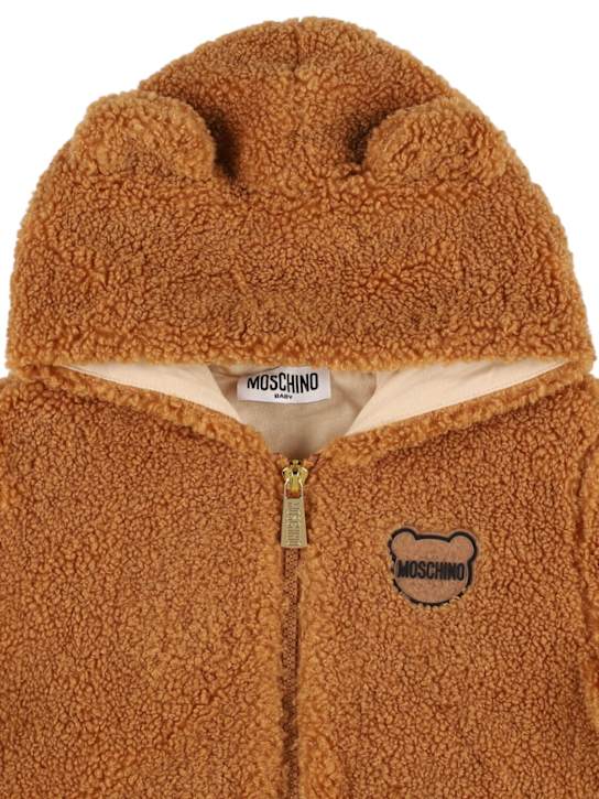 Moschino: Hooded poly teddy jacket - kids-boys_1 | Luisa Via Roma