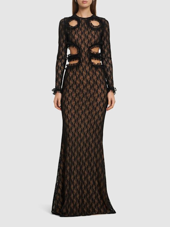 Self-portrait: C.Kane cut out lace maxi dress - Black - women_1 | Luisa Via Roma
