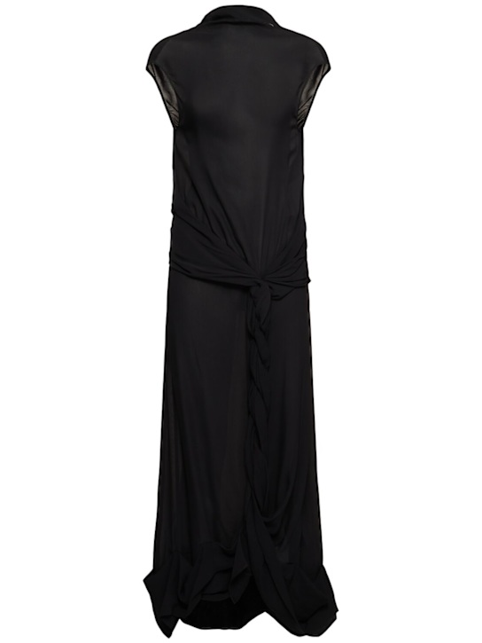 JW Anderson: Twisted drape sheer long dress - Black - women_0 | Luisa Via Roma