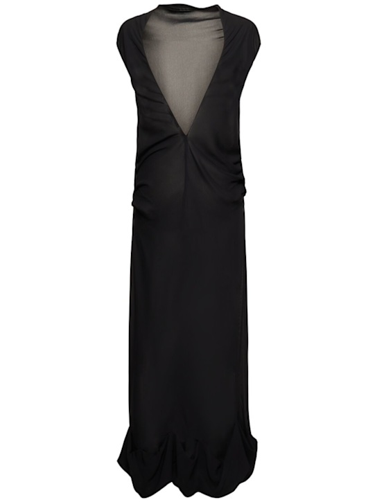 JW Anderson: Twisted drape sheer long dress - Black - women_4 | Luisa Via Roma