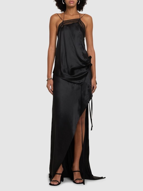 Ann Demeulemeester: Lief asymmetric satin long dress - women_1 | Luisa Via Roma