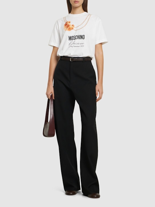 Moschino: Logo printed cotton jersey t-shirt - women_1 | Luisa Via Roma
