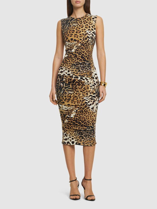 Printed lycra midi dress - Thumbnail 2