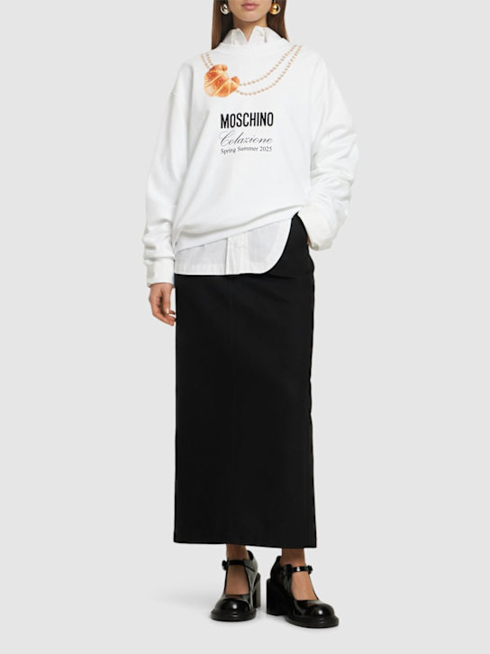 Moschino: Logo printed cotton sweatshirt - women_1 | Luisa Via Roma