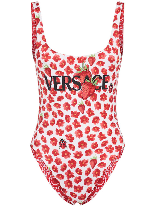 Versace: Strawberry print one piece swimsuit - women_0 | Luisa Via Roma