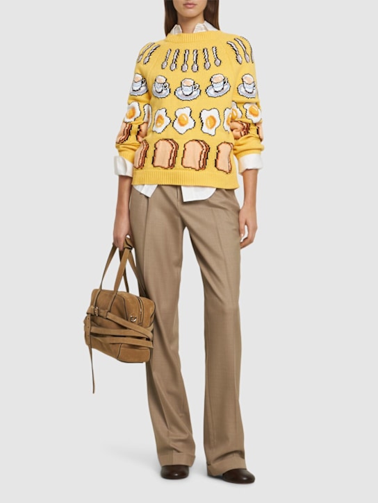 Moschino: Embroidered cotton blend knit sweater - women_1 | Luisa Via Roma