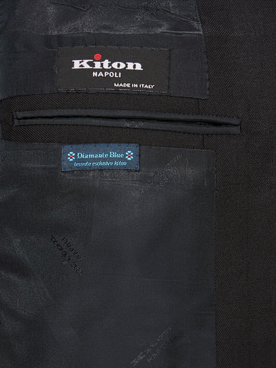Kiton: Single breasted wool suit - Black - men_7 | Luisa Via Roma