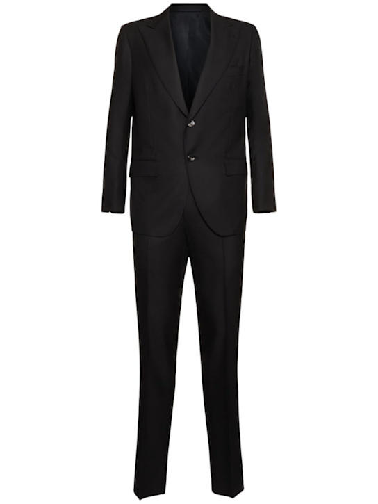 Kiton: Single breasted wool suit - Black - men_0 | Luisa Via Roma