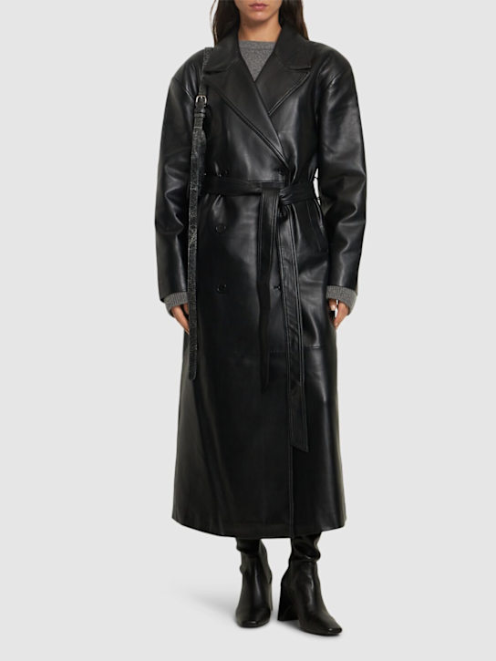 The Frankie Shop: Tina faux leather trench coat - women_1 | Luisa Via Roma