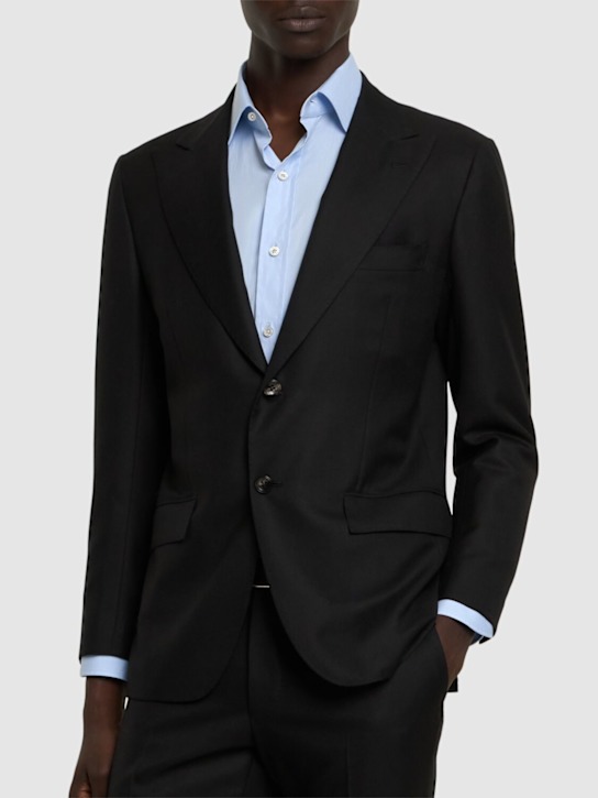 Kiton: Single breasted wool suit - Black - men_2 | Luisa Via Roma