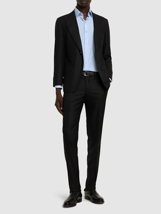Kiton: Single breasted wool suit - Black - men_1 | Luisa Via Roma