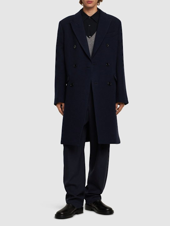 AMI Paris: Double breasted wool coat - men_1 | Luisa Via Roma