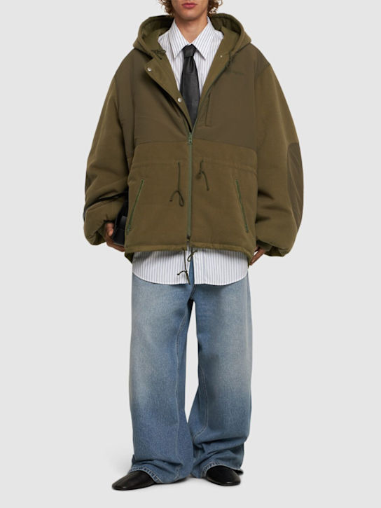 Hed Mayner: Reversible hooded nylon twill parka - men_1 | Luisa Via Roma