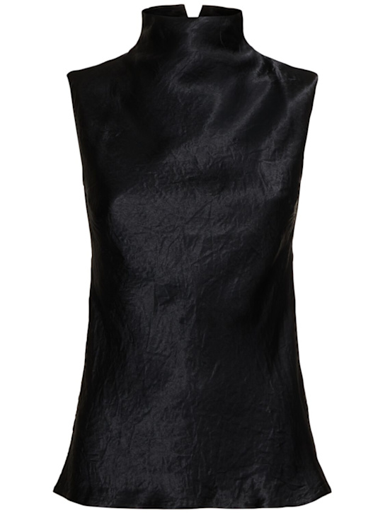 Nanushka: Colson crinkled satin high neck top - women_0 | Luisa Via Roma
