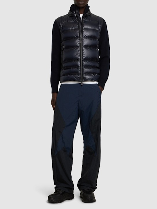 Moncler Grenoble: Wool & nylon down zip-up cardigan - men_1 | Luisa Via Roma