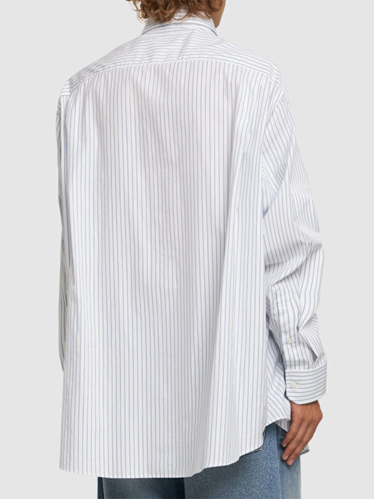Hed Mayner: Striped cotton shirt - White/Blue - men_2 | Luisa Via Roma