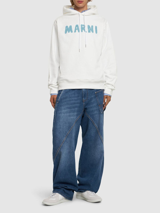 Marni: Logo brushed jersey sweatshirt - men_1 | Luisa Via Roma