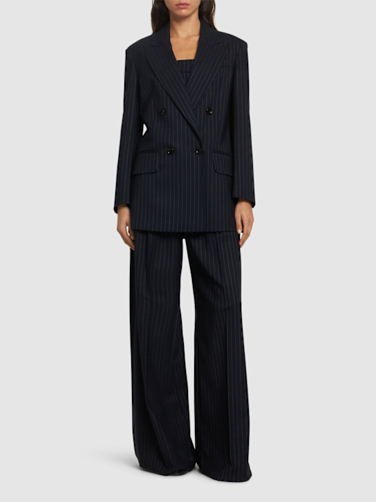 Max Mara: Albany pinstripe wool blend blazer - women_1 | Luisa Via Roma
