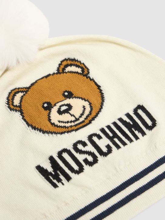 Moschino: Wool blend knit hat w/ pompom - kids-boys_1 | Luisa Via Roma