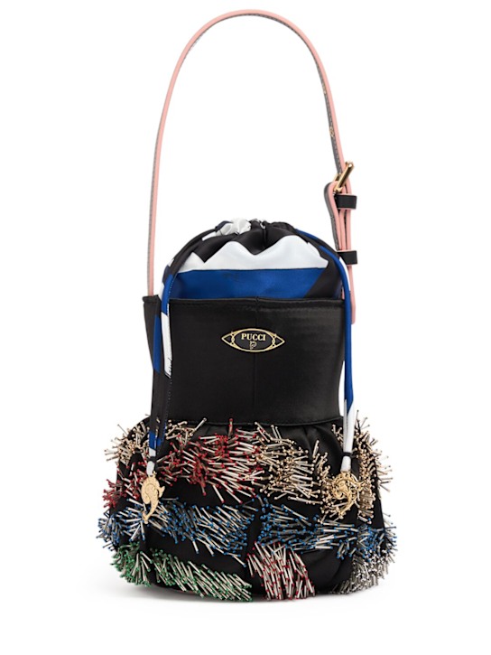 Mini Pucinella embroidered satin bag - Thumbnail 1