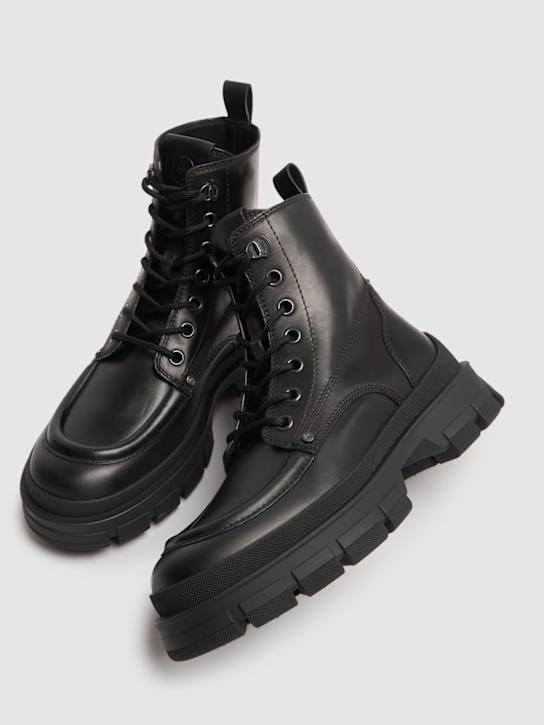 Moncler: 7.8cm Hevea leather ankle boots - men_2 | Luisa Via Roma