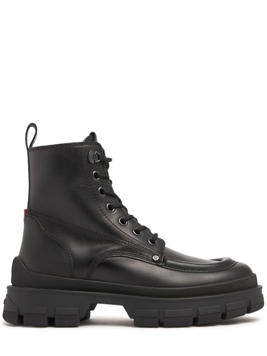 Moncler: 7.8cm Hevea leather ankle boots - men_0 | Luisa Via Roma