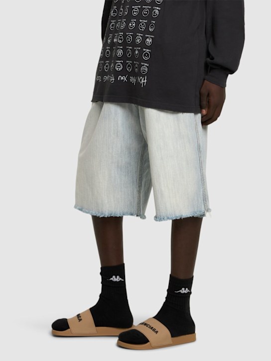 Balenciaga: SANDALI IN GOMMA CON LOGO - Beige/Nero - men_1 | Luisa Via Roma