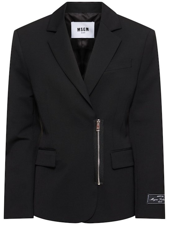 MSGM: Wool blend jacket w/ zip - women_0 | Luisa Via Roma