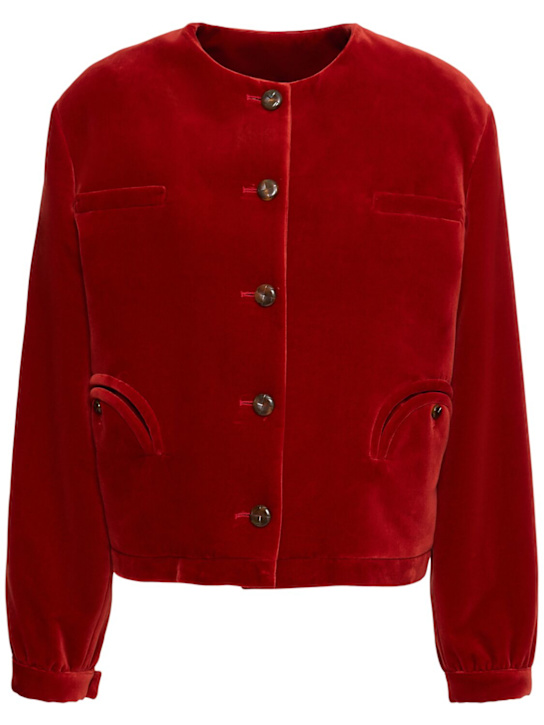 Blazé Milano: Jealousy Gliss velvet bolero jacket - women_0 | Luisa Via Roma