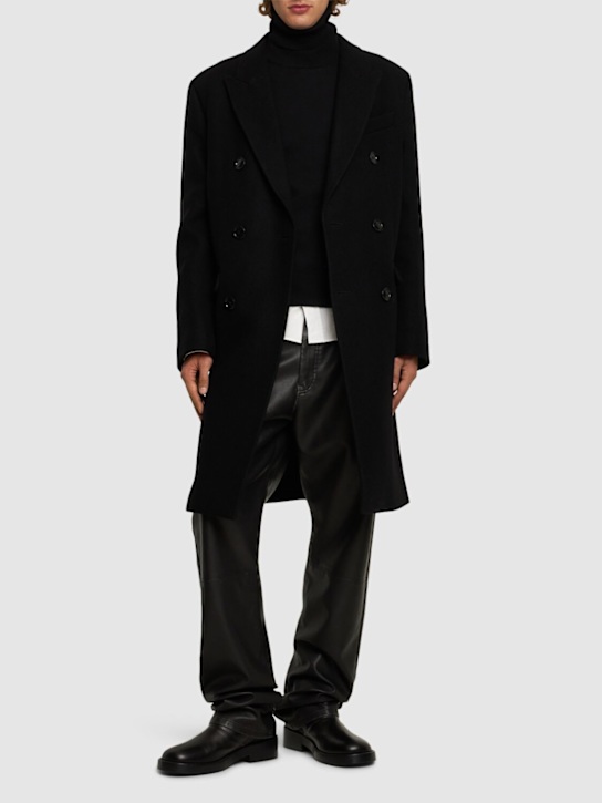 AMI Paris: Double breasted wool coat - men_1 | Luisa Via Roma