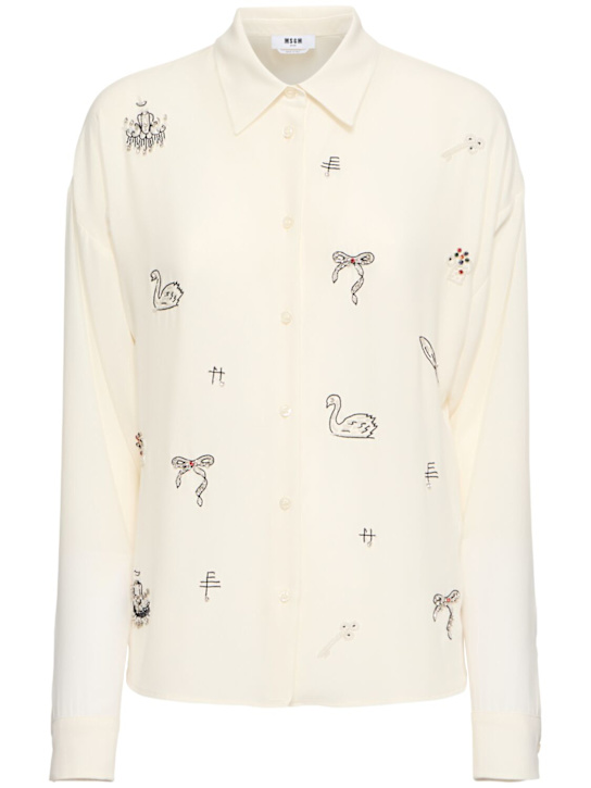 MSGM: Chemise en satin imprimé et brodé - women_0 | Luisa Via Roma