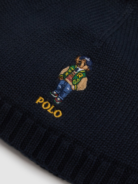 Polo Ralph Lauren: Embroidered cotton knit beanie - Blue - kids-boys_1 | Luisa Via Roma